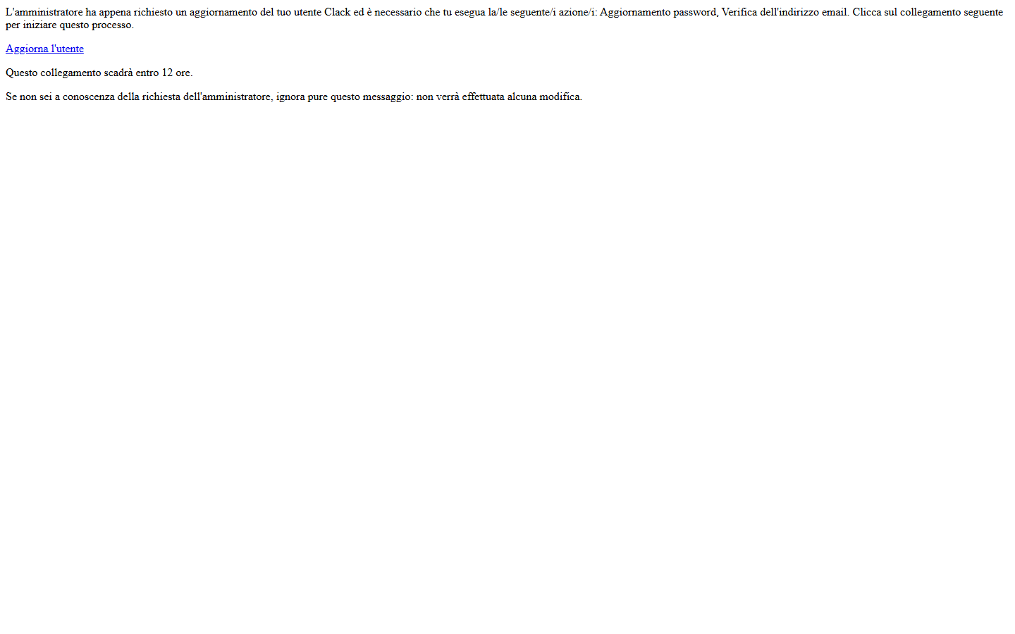 Email "Modifica il tuo utente"