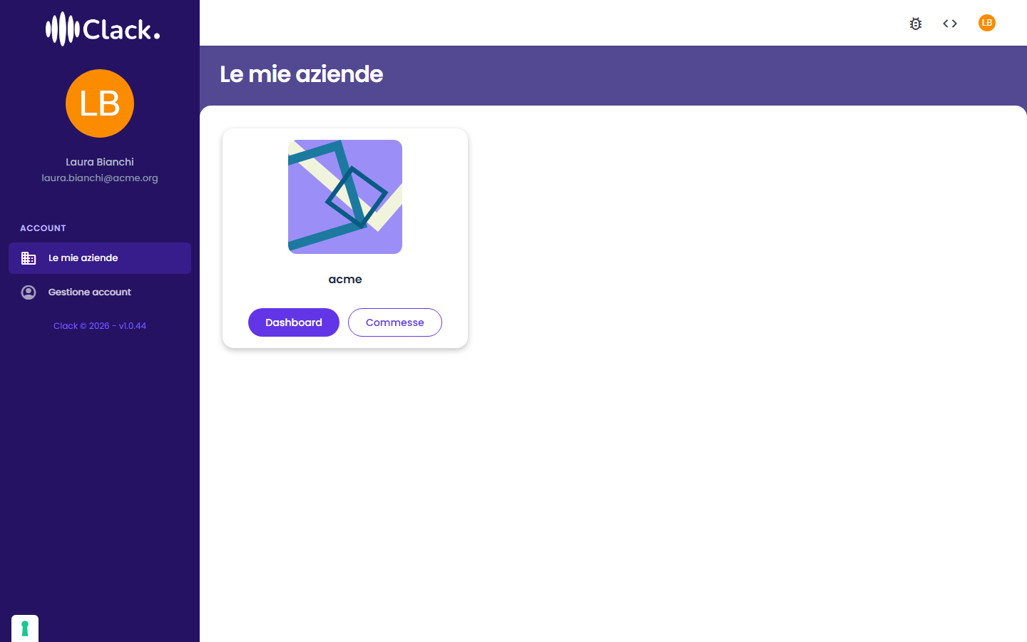 Le mie aziende di un Admin Commessa appena affiliato