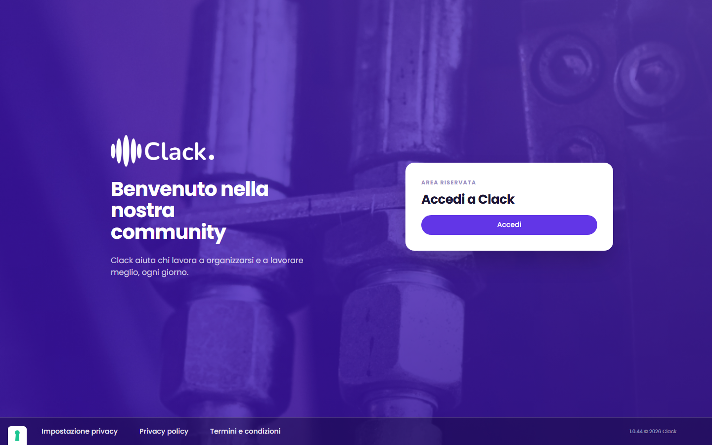 Schermata di accesso di Clack