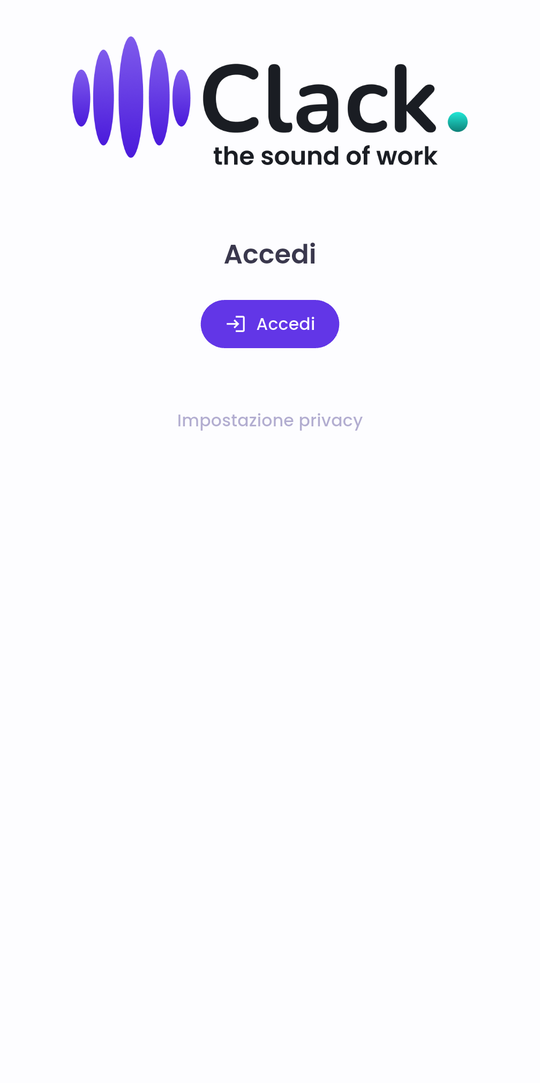 App Clack: pagina di accesso