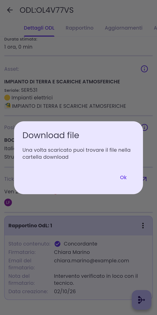Scarica: la finestra Download file