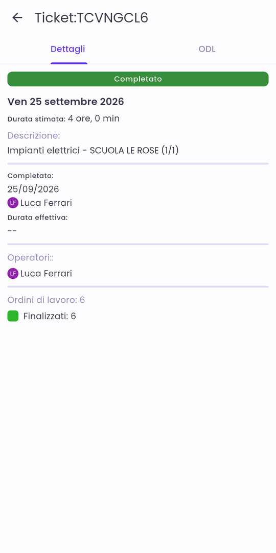 Ticket completato: tutti gli ODL finalizzati