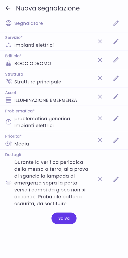 Il modulo compilato, pronto da salvare