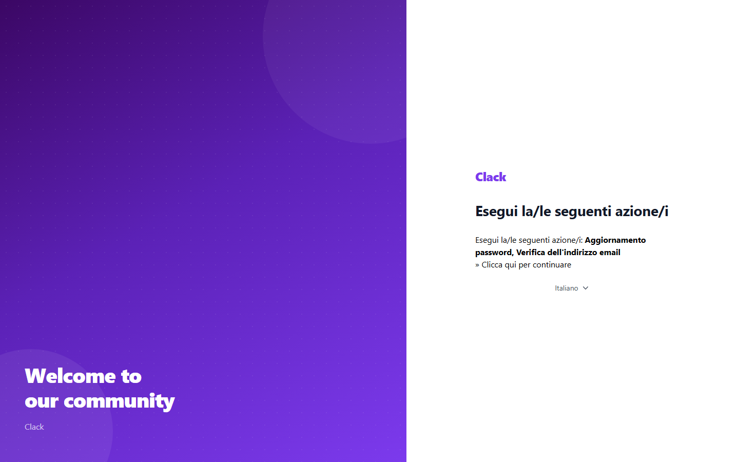 Azioni richieste: aggiornamento password e verifica email